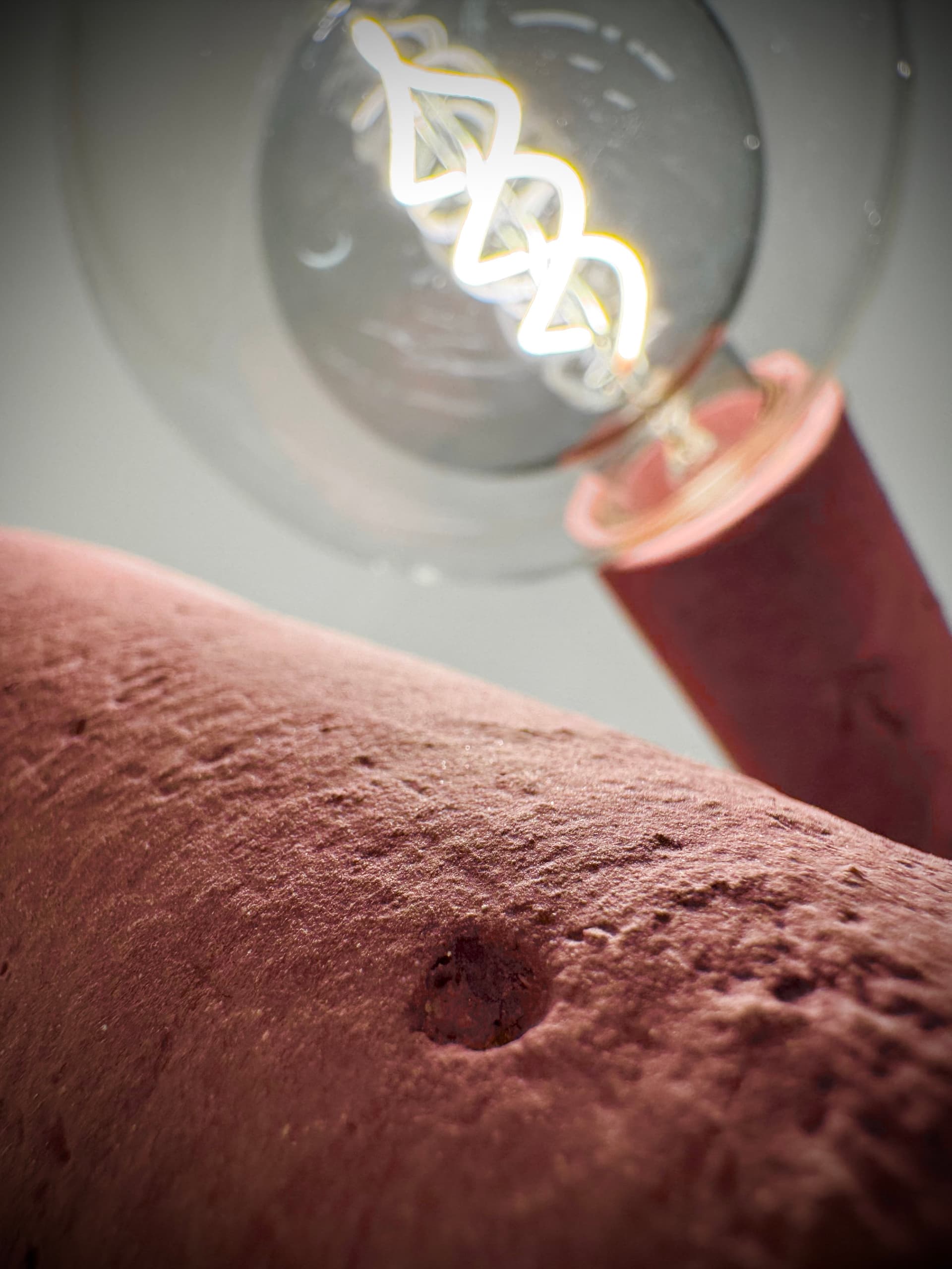 Detail of handcrafted sculptural lamp texture